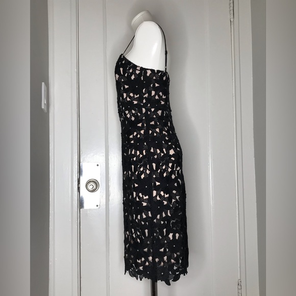 Lulu’s Black Floral Lace Overlay Spaghetti Strap Dress - Picture 2 of 6